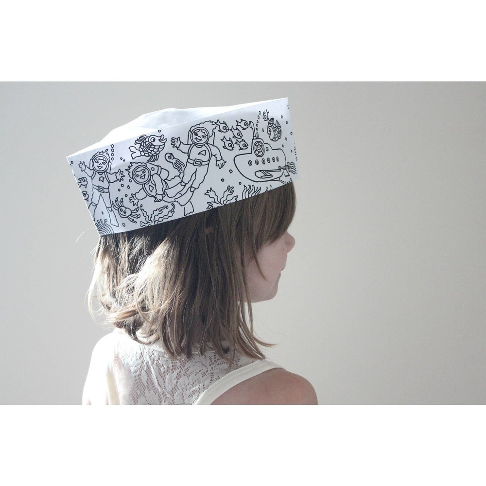 5 PACK OF SEA AND SPACE COLOR ME PAPER SODA JERK HATS